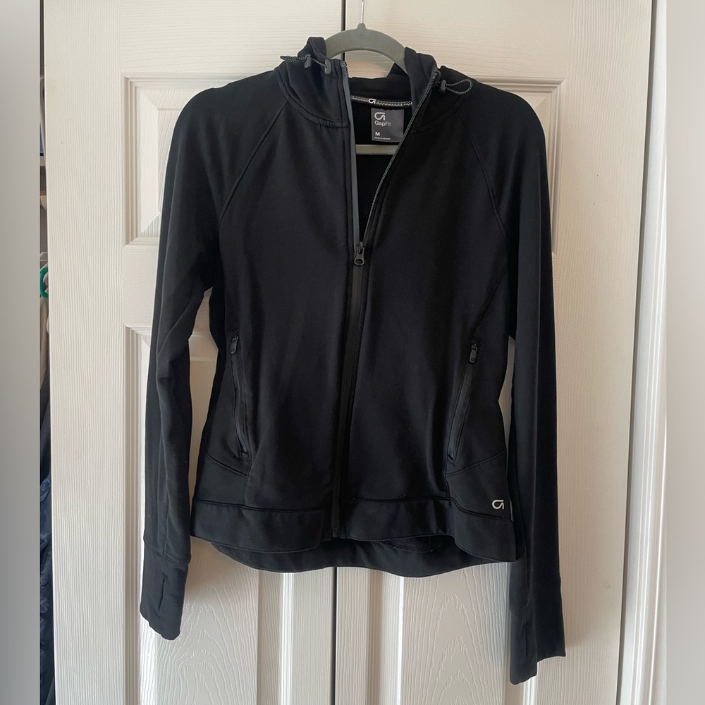 Gap fit black athletic zip up jacket